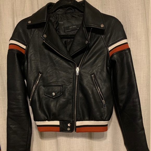 Zara Faux Leather Bomber Moto Jacket XS - Picture 4 of 8